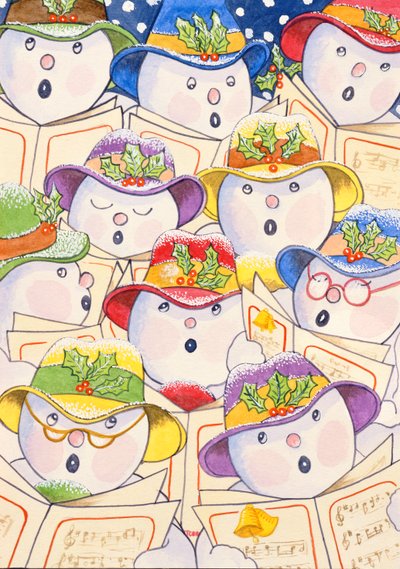 Singing Snowmen, 1997 (wc på papper) av Tony Todd